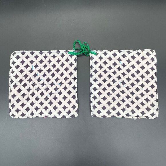 Vintage Apron Pot Holders Set Handmade Flower Power Pink Black White Floral - Picture 6 of 10